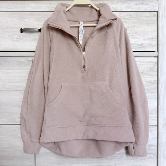 lululemon athletica Jackets & Blazers - Lululemon Oversized Scuba Tumbled Fleece Funnel-Neck Half Zip Size M/L Pink